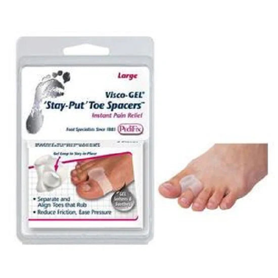 PEDIFIX VISCO-GEL STAY-PUT TOE SPACERS LARGE #P27-L