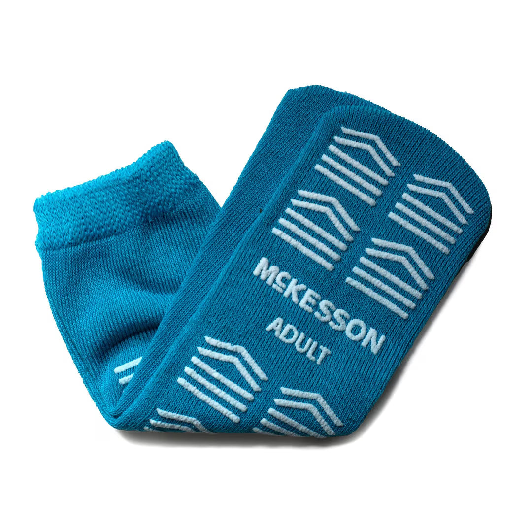 MCKESSON SLIPPER SOCKS SINGLE IMPRINT ADULT TEAL #16-A-3828