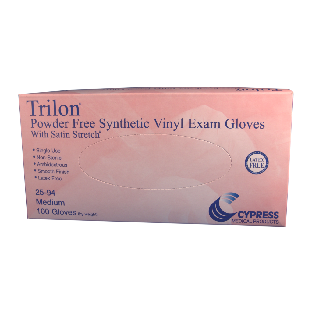 CYPRESS TRILON VINYL EXAM GLOVES MEDIUM 100 COUNT #25-94