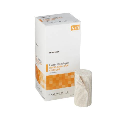 MCKESSON ELASTIC BANDAGES 4"X5 YDS HOOK-AND-LOOP CLOSURE #16-1033-4