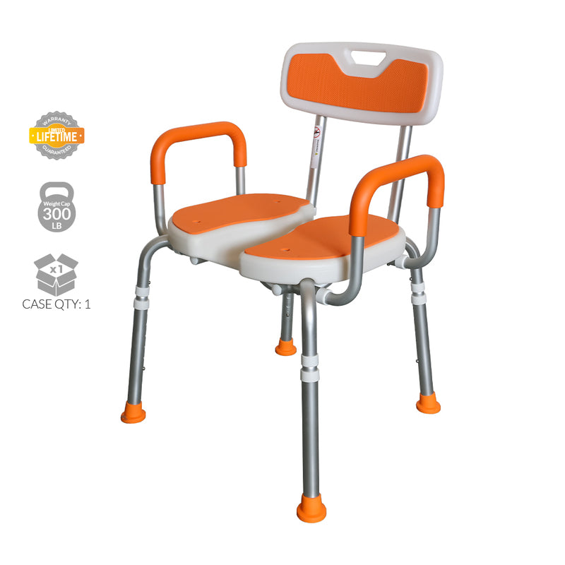 NOKA PADDED SHOWER CHAIR WITH CUT-OUT SEAT #1012