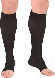 TRUFORM KNEE HIGH COMPRESSION STOCKINGS OPEN TOE 15-20 MMHG X-LARGE BLACK #371BL-XL