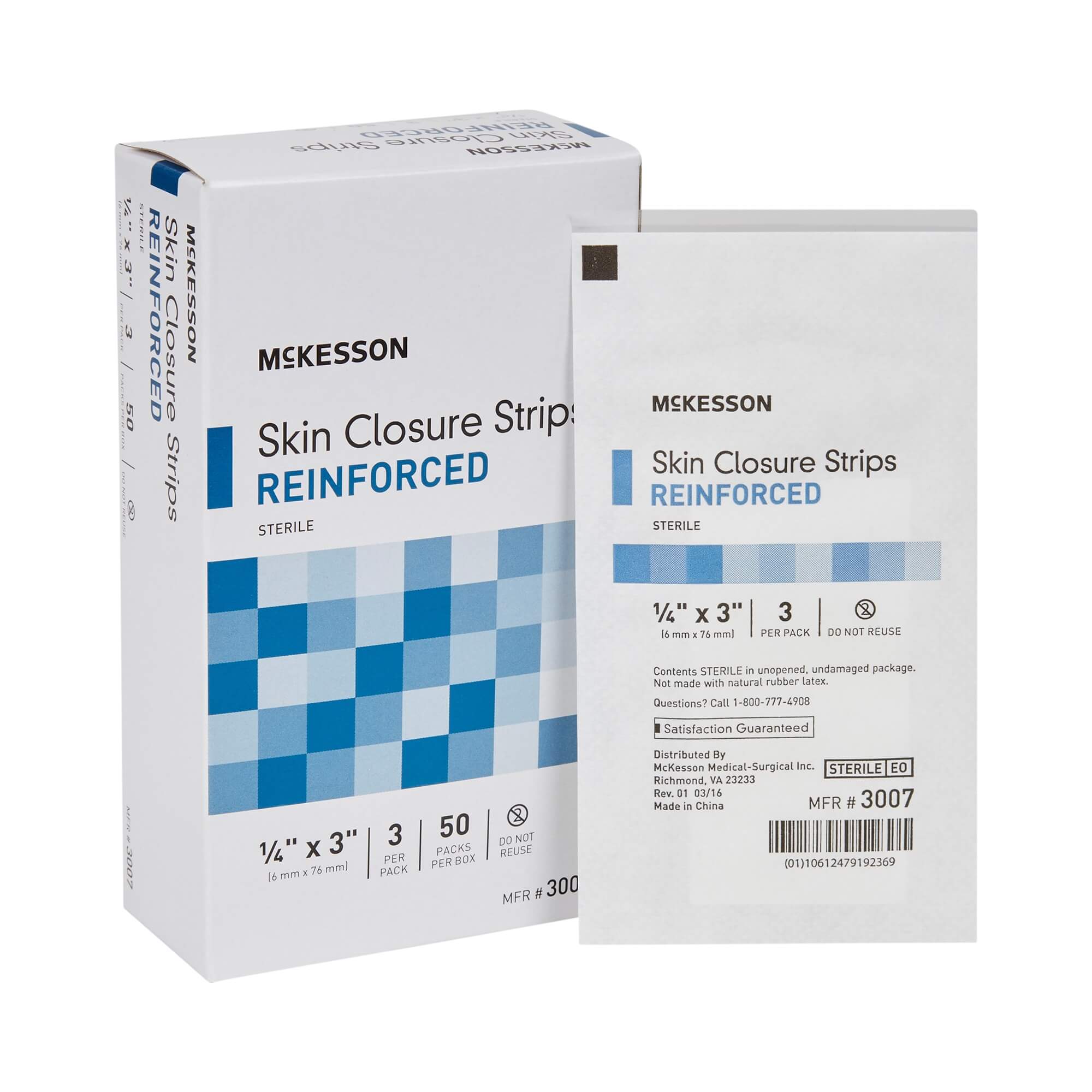 MCKESSON SKIN CLOSURE STRIPS REINFORCED 1/4" X 3" #3007