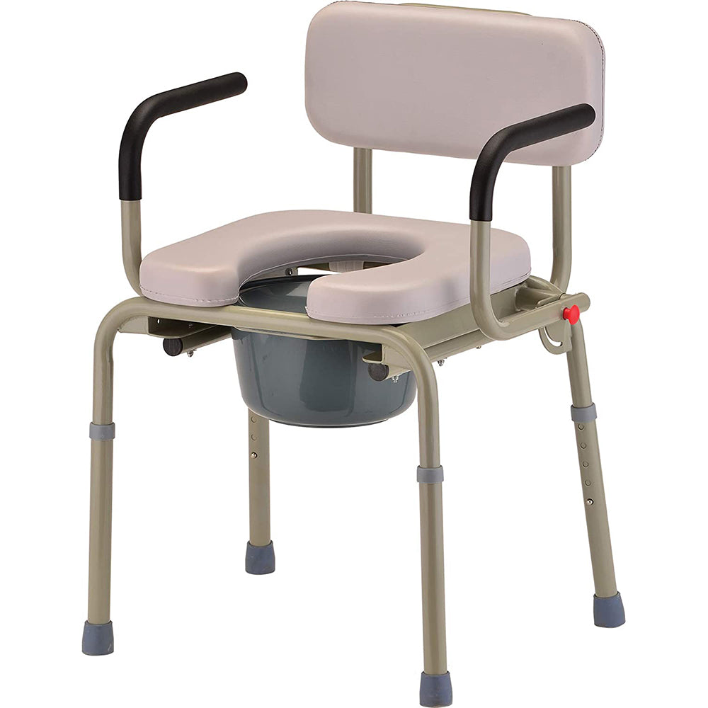 DROP ARM COMMODE PADDED GRAY #8901W