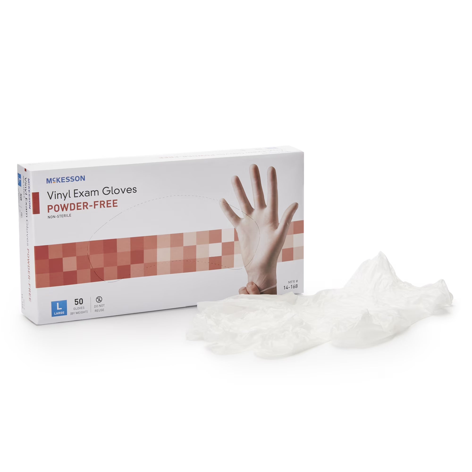 MCKESSON VINYL EXAM GLOVES LARGE 50 COUNT #14-168
