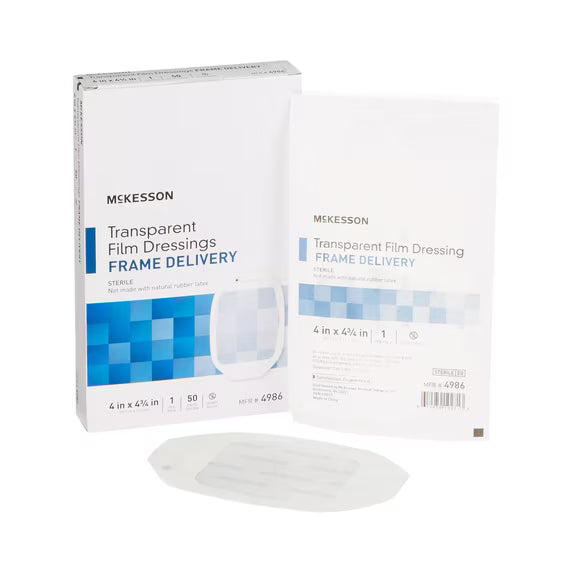 MCKESSON TRANSPARENT FILM DRESSINGS FRAME DELIVERY 4"X 4 3/4" #4986