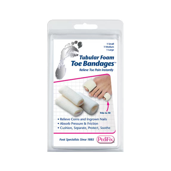 PEDIFIX TUBULAR FOAM TOE BANDAGES 1 SMALL 1 MEDIUM 1 LARGE #P337-MIX