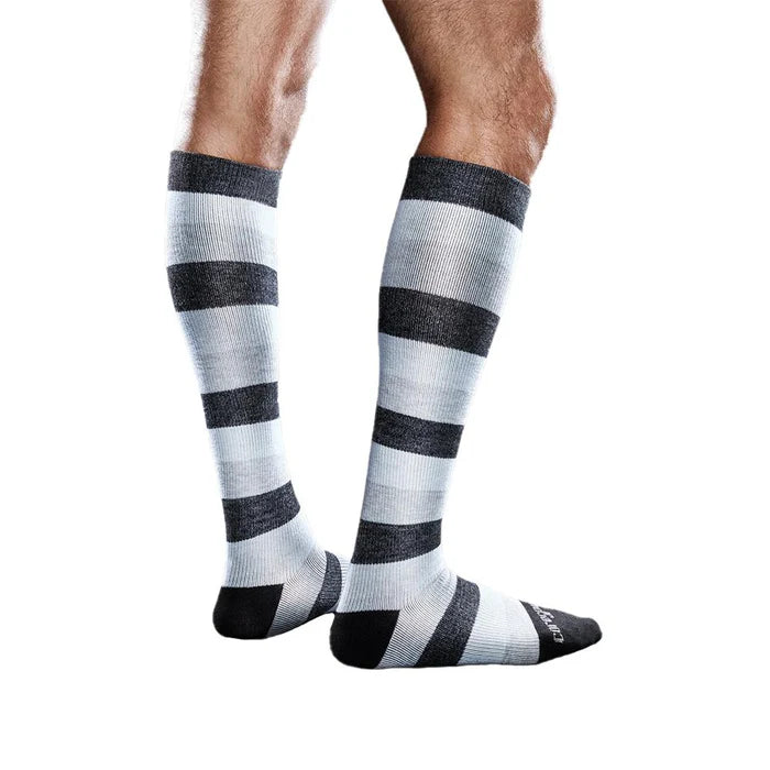 THERAFIRM PATTERNED CORE-SPUN 15-20 MMHG SMALL KNEE HIGH WHITE/GREY/BLACK #13712