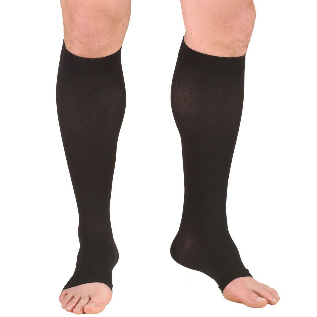 TRUFORM COMPRESSION STOCKINGS W/ALOE VERA KNEE HIGH OPEN TOE 20-30 MMHG MEDIUM BLACK #965-M