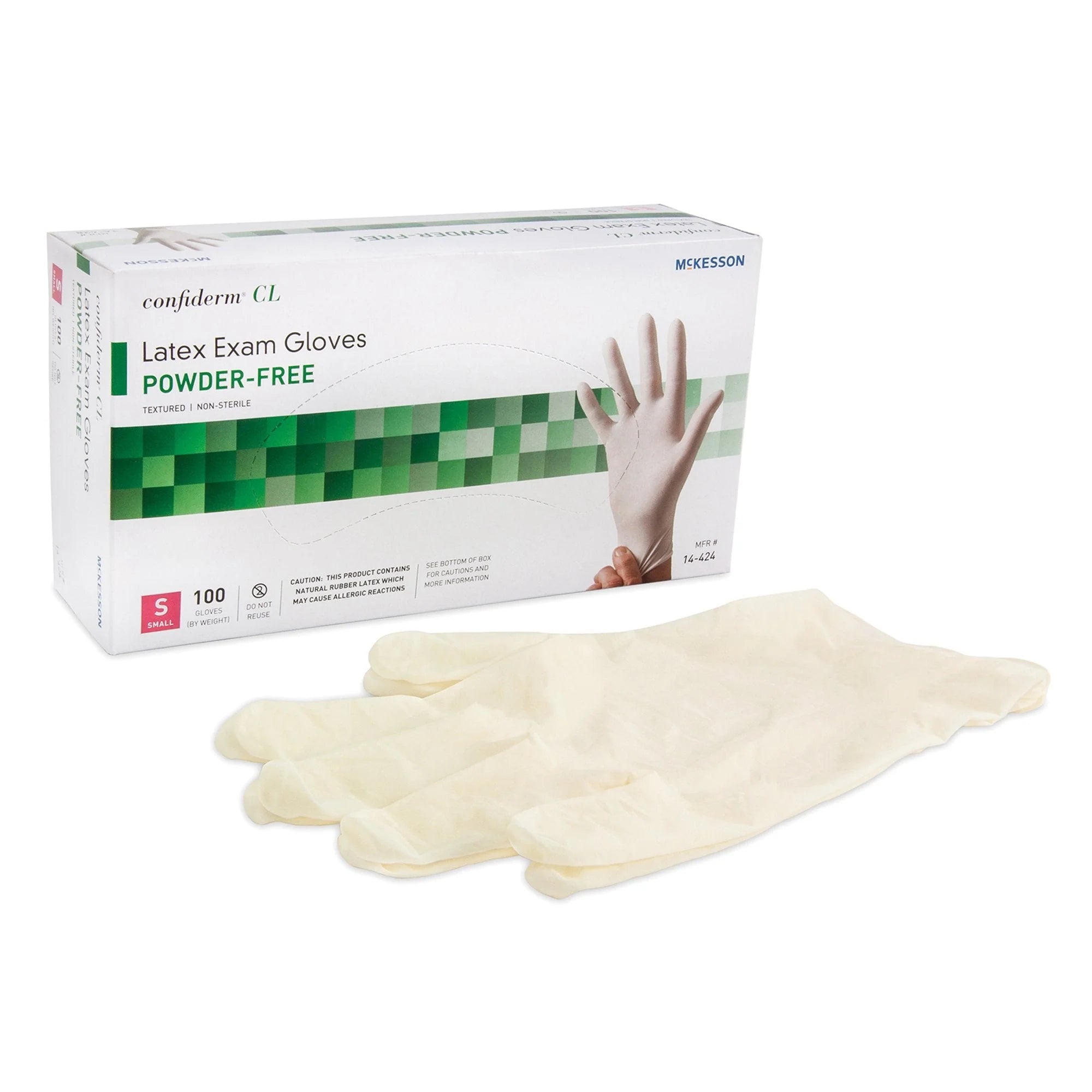 MCKESSON CONFIDERM SMALL LATEX GLOVES 100 COUNT #14-1381